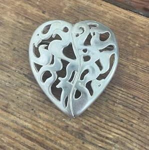 Sterlingsilber filigran Herz Brosche Pin - Bild 1 von 5