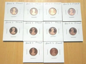 2010 S 11 2012 S 13 14 15 16 17 18 2019 2020 S Lincoln Proof Penny 11 Coin Set  - Picture 1 of 7