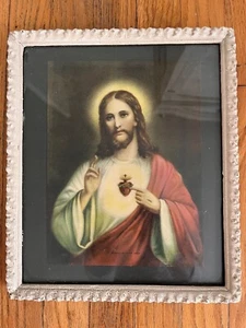 Vintage gerahmtes Bild von Jesus, Woodward & Tiernan Drucke #2836 - Bild 1 von 4