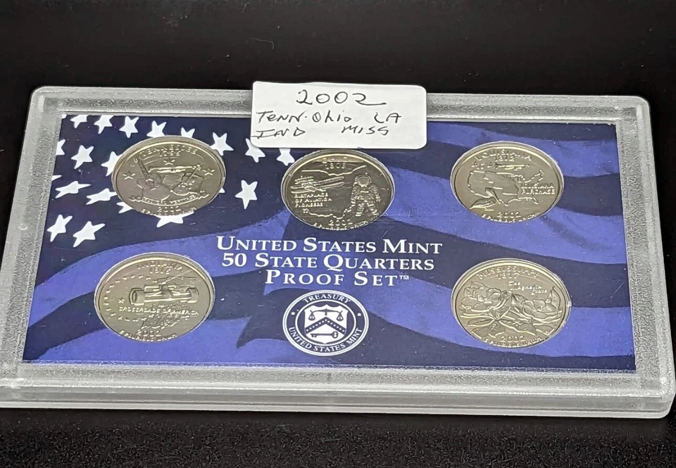 2002 S Proof State Quarter Set Gem DCam No Box or COA 5 Coins US Mint - Image 1 of 1