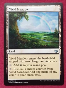 Magic The Gathering COMMANDER 2015 C15 VIVID MEADOW land card MTG - Picture 1 of 2