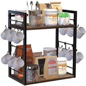 2 Tier Coffee Bar Accessories and Organizer,Multi-functional Mug Holder with ... - Picture 1 of 6