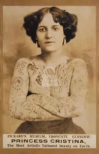 Princess Christina Artistic Tattooed Beauty Tattoo RPPC Photo Postcard Copy - Picture 1 of 2