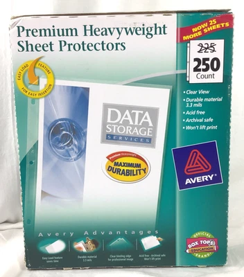 Protectores de láminas transparentes Avery Heavyweight 250 ct. carga superior 76006 sin ácido NOS Foto 1 de 4