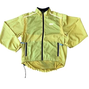 Canari Cycling Convertible Jacket Mens L Yellow Zip Sleeves Packable Hi-Vis - Picture 1 of 10