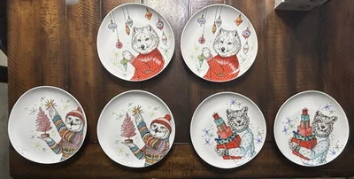 Rachel Kozlowski Christmas Dapper Animal Plate Christmas Holiday Set of 6 - Image 1 of 4
