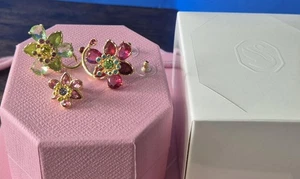 Swarovski Idyllia signierte Ear Cuff Ohrringe Set goldfarben mit Box & Geschenktüte - Bild 1 von 17
