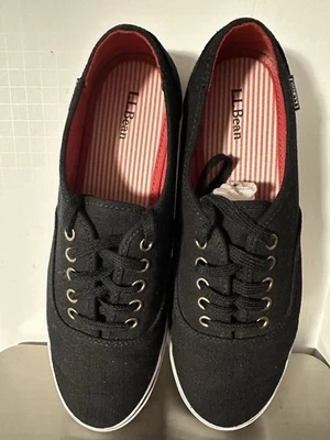 L L. Bean шнурует вверх холст кроссовки моды ходьбы туфли женщин черный размер 8 - Изображение 1 из 4