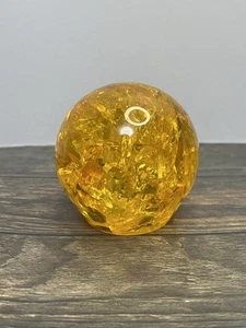 Vintage 60’s Mid Century Shattaline Cracked Ice Plastic Paperweight, Yellow - Picture 1 of 5