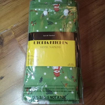Utopia Kitchen Santa Flowers Cloth Napkins [12 Pack, 18x18 Inch] Cotton Blend Wa - Image 1 of 4