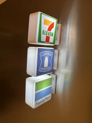 Fridge Magnets Set Of 3 nightlights Japanese signs 7-11/Lawson/FamilyMart - Image 1 of 4