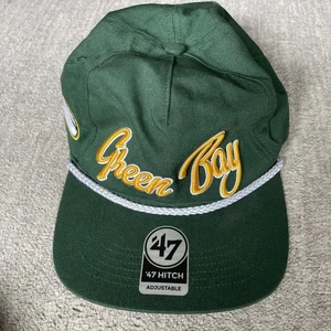 Green Bay Packers NFL '47 Brand Green Script Rope Hitch Snapback Adjustable Hat - Picture 1 of 7