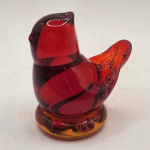 Vintage Amberina Art Glass Cardinal of Love Signed W Ward 1991 Art Glass Glows! - Picture 1 of 8