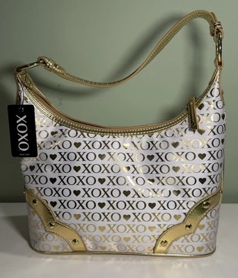 Bolso de Hombro para Mujer XOXO Logo Imitación Cuero Sobrestado Lámina Dorada 10x10x5" Nuevo con Etiquetas Foto 1 de 4