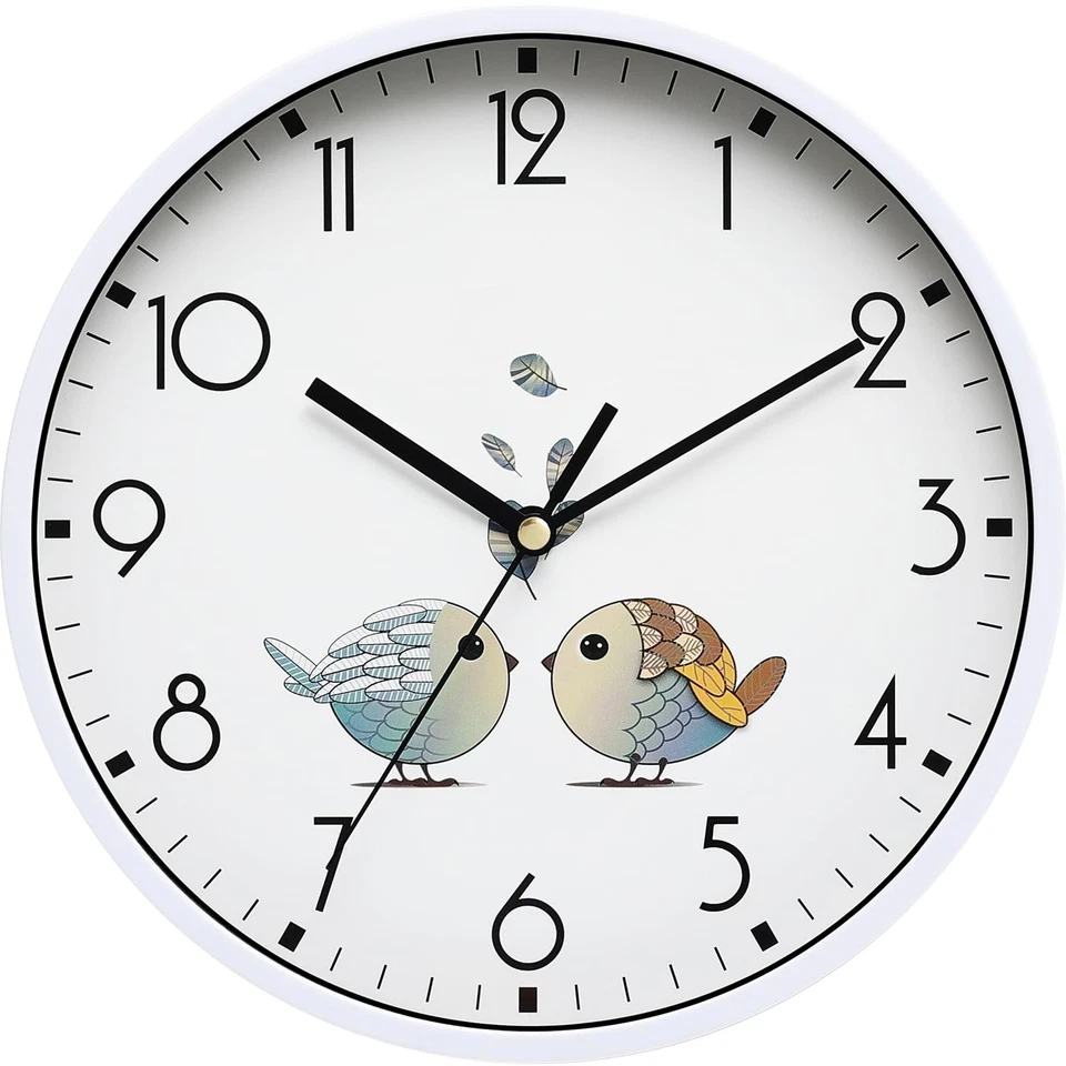 nuovo 8 Inch Round Wall Clock Silent & Non-Ticking Retro Operated for Living