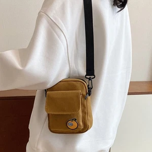 Lightweight Nylon Zipper Bag Solid Color Canvas Phone Bag Student - Picture 1 of 14