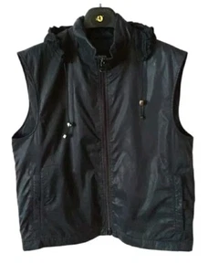 Boss Hugo Boss 52 Mens Vest with Zipper Hooded Side Pockets Nylon Black/Blue - Picture 1 of 10