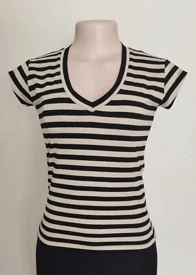 Dolce & Gabbana Mujer Vintage Rayas Cuello en V Camiseta Ajustada Talla Pequeña Foto 1 de 4