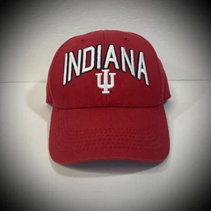 SOMBRERO INDIANA HOOSIERS rojo blanco curvo pico hechizo IU hombres/mujeres ADULTO OSFM usado en excelente estado! - Imagen 1 de 8