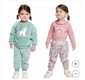 Pekkle Girls 4-Piece Set Plush Top With Body Suit & Pants Size 18M Unicorn NWT - Picture 1 of 7