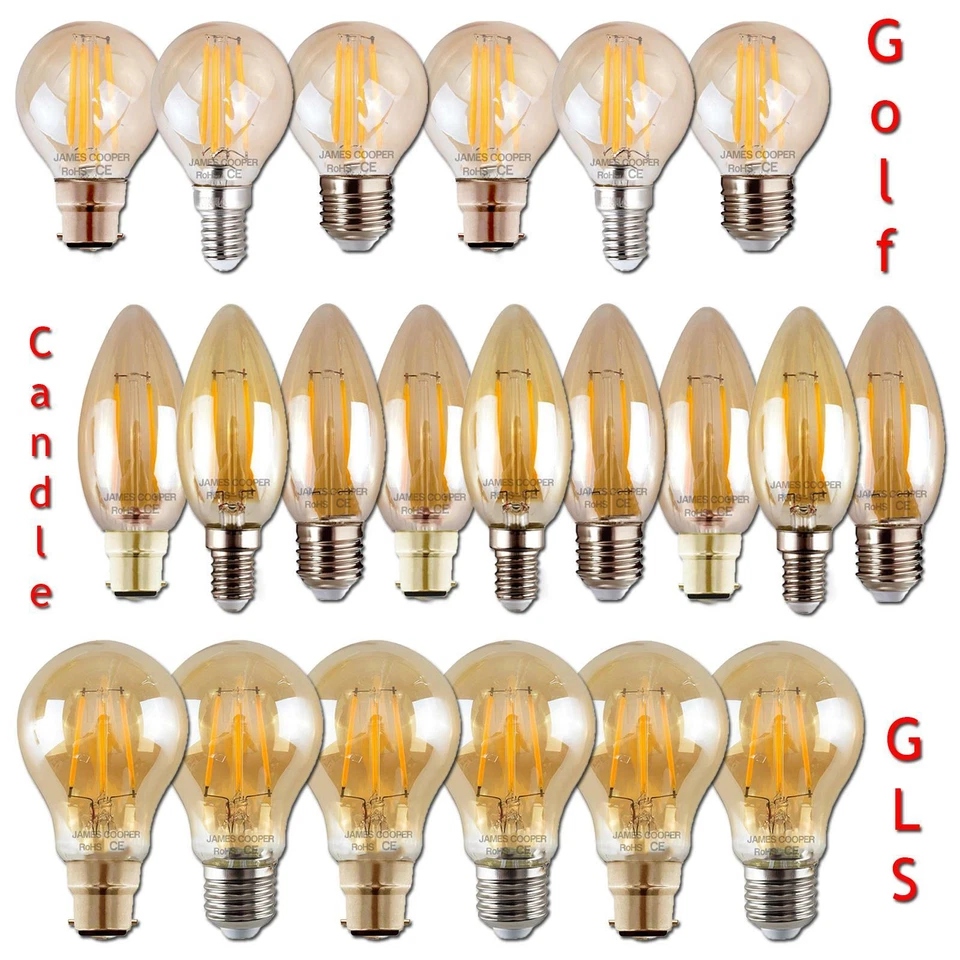 2W 4W 6W Vintage Filament LED Edison Bulb Decorative Amber Light B22 E27 E14 A+ - Image 1 of 1