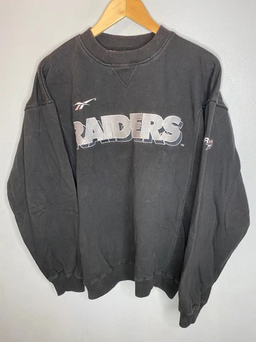 Vintage Reebok Los Angeles Raiders Crew Neck Sweater Men's Size Medium Black Cover