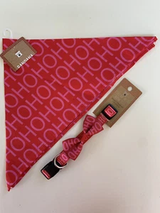 Weihnachten Hundehalsband und passendes Bandana HoHo Größe S / M 15 - 35 # rot rosa - Bild 1 von 1