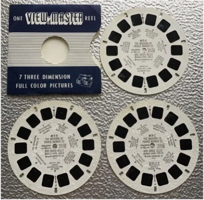 PRINCE RAINIER,GRACE KELLY WED,RARE VIEWMASTER REELS,FULL SET OF 3. 417 A,B,C.GC - Image 1 of 4