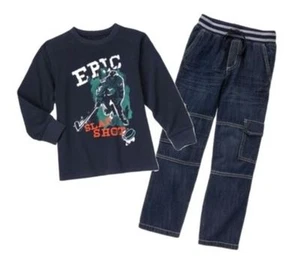 NWT Gymboree SKI SCHOOL & SNOW LEGEND Outfit, Shirt,Cargo Jeans, Pants, Size 5, - Picture 1 of 12