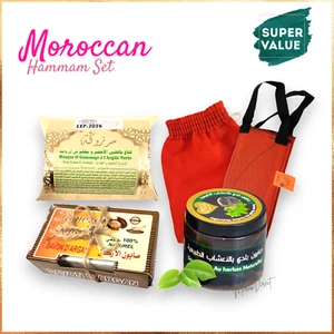 Jabón Negro Marroquí Natural Exfoliante Kessa Guante Mascarilla Facial Arcilla Hammam Set - Imagen 1 de 15