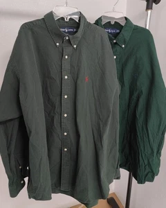Lot of 2 POLO RALPH LAUREN LONG SLEEVE BTN DWN SHIRTS-XXL MILITARY/FOREST GRN - Picture 1 of 5