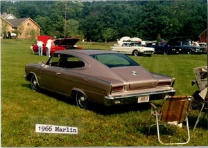1966 AMC Marlin 2-Türer Fastback V8 Heckwagen Show Foto 3,5 x 5 KOSTENLOSER VERSAND - Bild 1 von 2