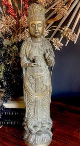 18" Bronze CHINESE NEPALESE GUANYIN KWAN YIN BODHISATTVA BRONZE STATUE TAO - Picture 1 of 21