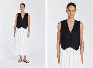 Dissh Linen Vest Black Size 12 New With Tags - Picture 1 of 5