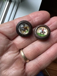 2 bottoni giocatori di polo cavalli primi - metà '900 - Foto 1 di 5