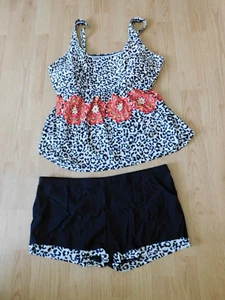 Womens 3XL (22-24) Leopard Tankini Swimsuit - Removable Pads - Adj. Straps - New - Picture 1 of 5