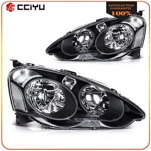 Headlights Assembly For 2002-2004 Acura RSX (DC5)Black Housing Left+Right Pair - Picture 1 of 8
