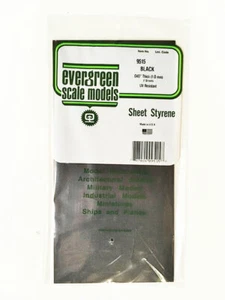 Evergreen Black Styrene Sheet (Size: 6" x 12"; Thickness: .04"/1.0mm) 2pcs - Imagen 1 de 1