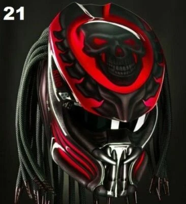 THE PREDATOR HELMET CUSTOM RED SKULL ( DOT & ECE CERTIFIED ) - Image 1 of 4