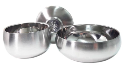  Insulated Stainless Steel Double Wall Skin Korean Rice Bowl Soup Bowl Set - Image 1 of 3