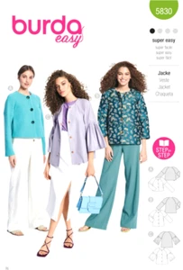 Burda 5830 Misses Jacket Easy Sewing Pattern (3 Styles) Sizes 8-22 New! - Picture 1 of 3
