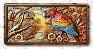 Exotic Parrot License Plate – Tropical Macaw Car Tag for Bird Lovers LP-AN-BI004 - Picture 1 of 4
