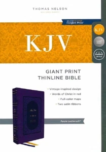 Thomas Nelson KJV Giant Print Vintage Bible; 2023 Purple Leather Soft; 12 Point - Imagen 1 de 7
