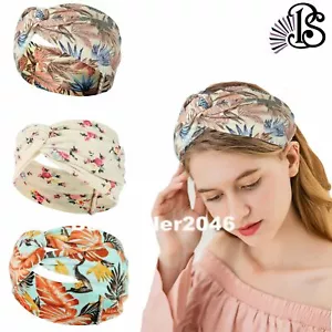 3 Pack Women Elastic Floral Bohemia Turban Head Wrap Headband Twisted Hair Band - Picture 1 of 7
