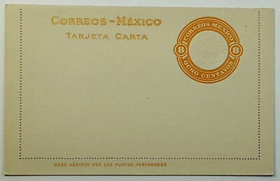 1900-1930 Mexico Embossed Orange 8 Centavos Aztec Calendar Postal Stationery MNH - Image 1 of 3