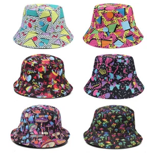 Cappello pescatore secchiello copricapo sole double face design geometrico berretto spiaggia - Foto 1 di 28