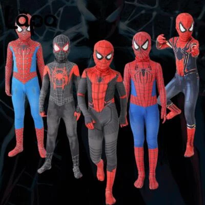 Kids Adult Cosplay Superhero Spiderman Fancy Dress Party Jumpsuit Costume - Image 1 of 4