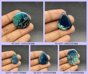 Natural Azurite Loose Cabochon Unique Gemstone From Namibia - Picture 1 of 31