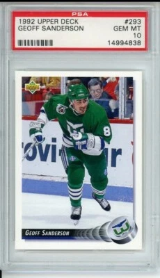1992 Upper Deck Geoff Sanderson #293 PSA 10 Pop 1 Hartford Whalers Hockey  - Image 1 of 2