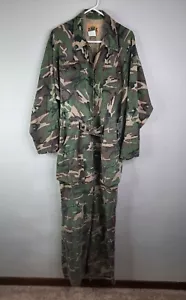 Vtg IDEAL Camouflage Hunting Coveralls Jumpsuit Men's Large Frog Camo Canvas USA - Picture 1 of 12